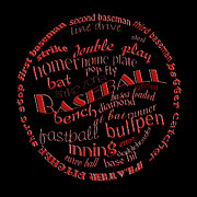 Baseball Terms Typography Red On Black Digital Art by Andee Design