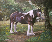 Big horse in field Painting by Martin Davey