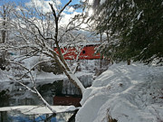 Blanket of white covers the Slaughterhouse covered bridge Photograph by Jeff Folger