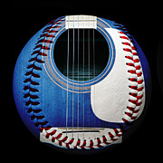 Blue Guitar Baseball Square Photograph by Andee Design