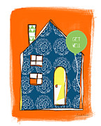 Blue House Get Well Card Mixed Media by Linda Woods Blue House Get Well Card Mixed Media by Linda Woods