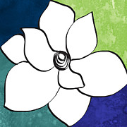 Blue Magnolia 2- floral art Painting by Linda Woods