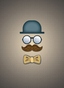 Blue Top Hat Moustache Glasses and Bow Tie Digital Art by Ym Chin