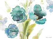 Blue Watercolor Modern Poppies II Painting by Lanie Loreth