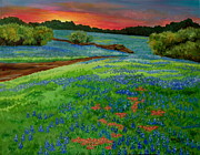 Bluebonnet Sunset Painting by Genie Morgan