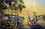 Boats On The Mississippi, 1865 Painting by Currier and Ives - GRANGER Historical Picture Archive Boats On The Mississippi, 1865 Painting by Currier and Ives - GRANGER Historical Picture Archive