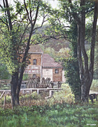 Bournemouth Throop mill through trees Painting by Martin Davey