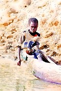 Boy in the Boat Painting by HELGE Art Gallery