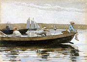 Boys in a Dory Drawing by Winslow Homer