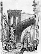 Brooklyn Tenements, C1909 Drawing by Joseph Pennell