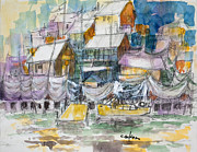Buildings At Dock Painting by Anthony Coulson