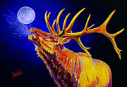 Bull Moon Painting by Teshia Art