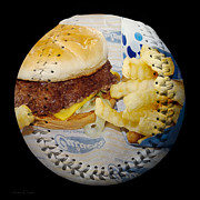 Burger And Fries Baseball Square Photograph by Andee Design