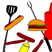 Burgers and Dogs Painting by James and Donna Daugherty