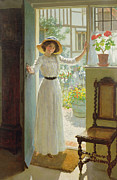 By the Cottage Door Painting by William Henry Margetson