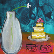 Cake and Tea For Two Painting by Linda Woods