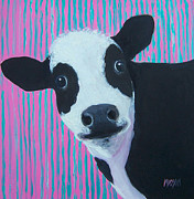 Candy the black and white cow Painting by Jan Matson