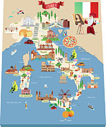Cartoon Map Of Italy Digital Art by Drmakkoy