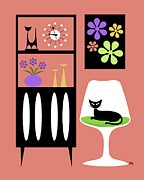 Cat in Pink Room Digital Art by Donna Mibus