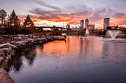 Veterans Park Sunset And Tulsa Skyline View Photograph by Gregory Ballos