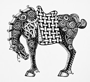Chinese Horse - Zentangle Drawing by Jani Freimann