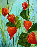 Chinese Lanterns Painting by Claire Bull