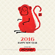 Chinese New Year Greeting Card With Digital Art by Kotoffei