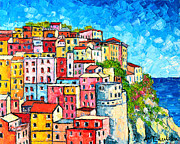 Cinque Terre Italy Manarola Colorful Houses  Painting by Ana Maria Edulescu