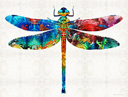 Colorful Dragonfly Art By Sharon Cummings Painting by Sharon Cummings