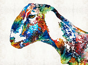 Colorful Goat Art By Sharon Cummings Painting by Sharon Cummings