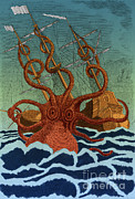 Colossal Octopus Attacking Ship 1801 Photograph by Science Source