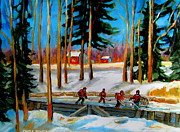 Country Hockey Rink Painting by Carole Spandau