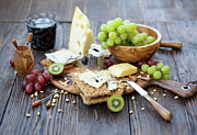 Crackers With Cheese And Fruits Photograph by Julia Khusainova