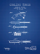 Curling Tongs patent from 1889 - Blueprint Digital Art by Aged Pixel