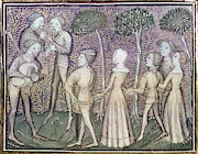 Dancers, C1380 Painting by Granger