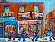 Decarie Hot Dog Restaurant Ville St. Laurent Montreal  Painting by Carole Spandau