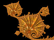 Decorative golden floral fractal leaves Digital Art by Matthias Hauser