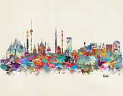 Delhi India Skyline Painting by Bri Buckley