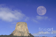 Devils Tower & Moon Photograph by Mark Newman