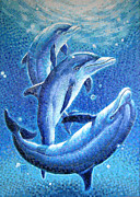 Dolphin Trio Painting by Mia Tavonatti