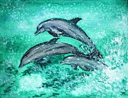 Dolphins  Painting by Zaira Dzhaubaeva