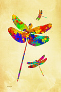 Dragonfly Watercolor Art Mixed Media by Christina Rollo