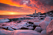 Dramatic Winter Sunrise at Portland Head Light Photograph by Benjamin Williamson