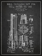 Drilling Bit for Oil Water Gas Patent From 1920 - Dark Digital Art by Aged Pixel