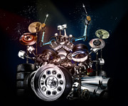 Drum Machine - The Band's Engine Digital Art by Alessandro Della Pietra