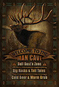 Elk Man Cave Sign Painting by JQ Licensing