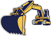 Excavator Extends Its Boom To Get A Load Of Dirt Drawing by Kblock007