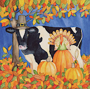 Fall Cow Painting by Kathleen Parr Mckenna