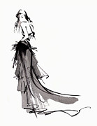 Fashion Model Posing In Long Flowing Painting by Ikon Images