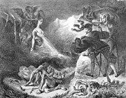 Faust And Mephistopheles At The Witches Sabbath, From Goethes Faust, 1828, Illustration, Bw Photo Photograph by Eugene Delacroix